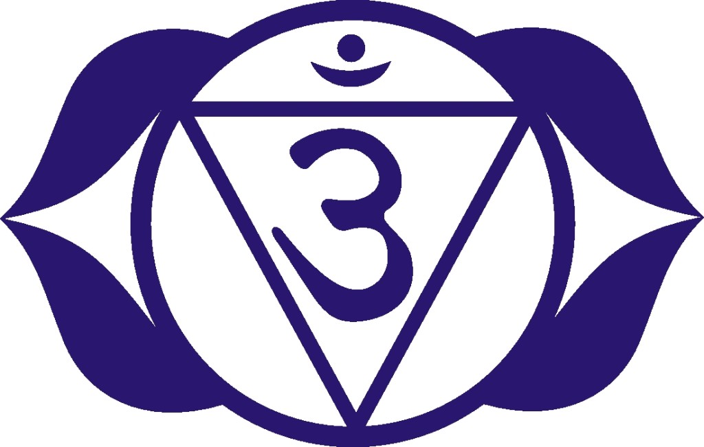 Мантра 6-й чакры Аджна Чакра (Цвет синий) в области между бровей или по середине лба
