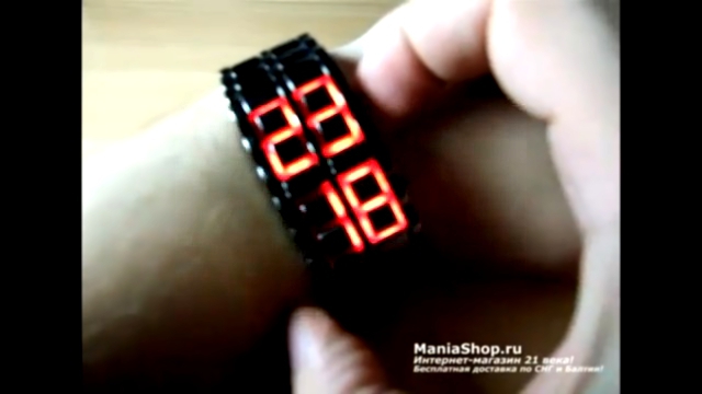 Видеоклип Очень крутые светодиодные LED часы-браслеты Лава Стиль Ирон Самурай