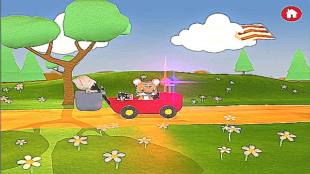 Видеоклип Малыш Тигр и Слоник едут на Пожарной Машинке - Игровой Мультик для малышей. Носики Курносики