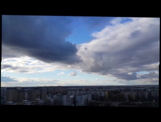 серые облака на голубом небе и закат. один из лучших снятых мной Time lapse-ов. на видео 2 часа съемки за 43 секунды