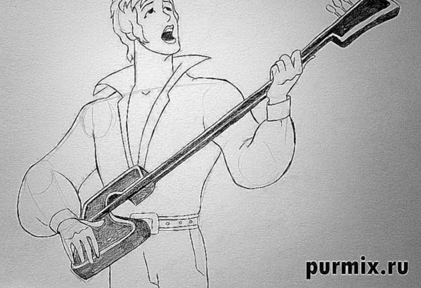 Как нарисовать Трубадура из Бременских музыкантов