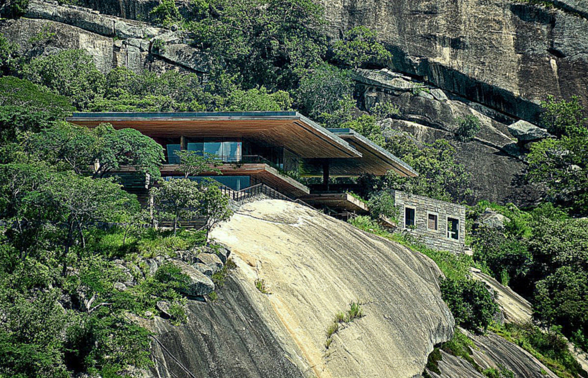 Архитекторы Sforza Seilern Architects реализовали проект частного дома Gota Dam Residence в Восточной Африке. Современная резиденция общей площадью 1500 квадратных метров построена на вершине гранитной скалы с видом на внушительную плотину, созданную для 